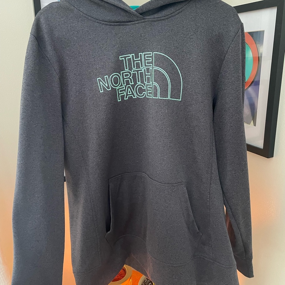 The North Face Charcoal Hoodie with Mint Logo Womens Size XL